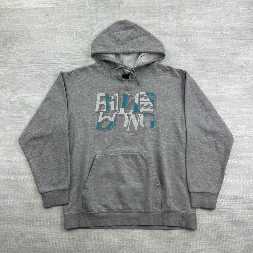 Vintage 90s Billabong Sweatshirt Size Medium Gray Hoodie Surfer Block‎ Logo